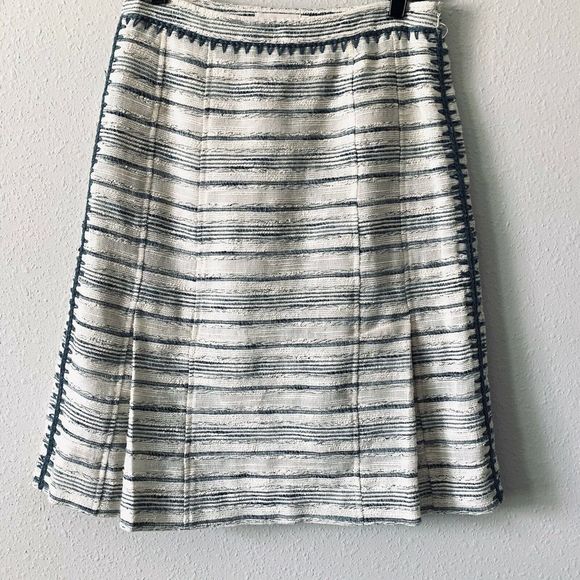 Tory Burch Nicole Cream Tweed Pleat Front Skirt - Picture 2 of 6